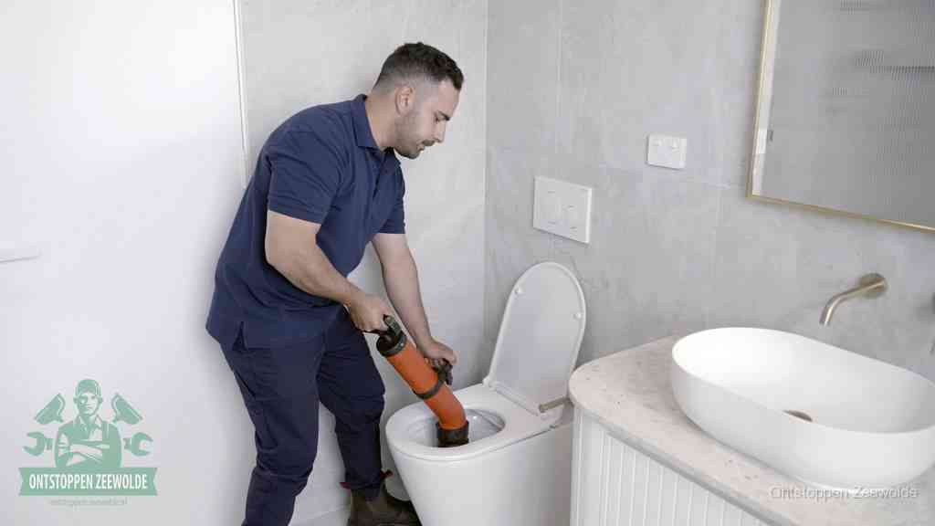 Een wc wordt met een handmatige ontstopper losgepompt, een verstopt toilet zelf ontstoppen met huismiddelen in Zeewolde